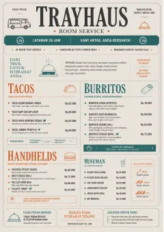In-Room Tray Service menu template preview
