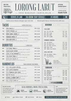 In-Room Tray Service menu template preview