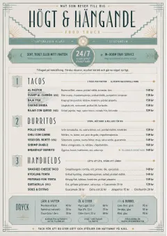 In-Room Tray Service menu template preview