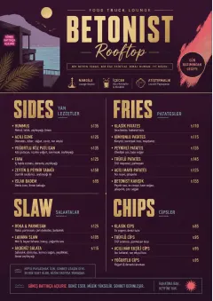 Lounge Velvet menu template preview