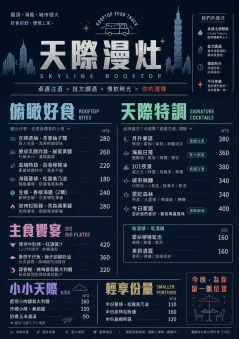 Rooftop Skyline menu template preview