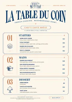 Chef Carte Brève menu template preview