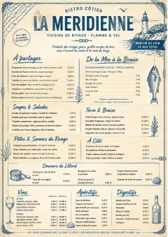 Coastal Regional menu template preview