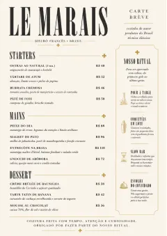 Chef Carte Brève menu template preview