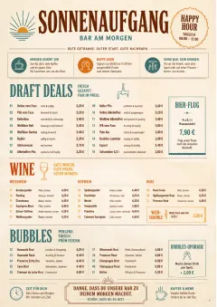 Sunrise Classic menu template preview