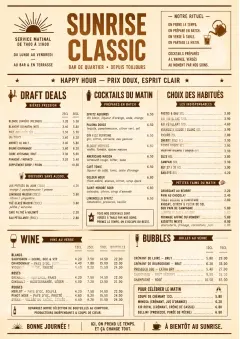 Sunrise Classic menu template preview