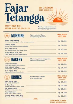 Sunrise Short Carte menu template preview