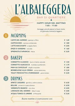 Sunrise Short Carte menu template preview