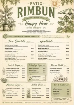 Garden Patio Day menu template preview