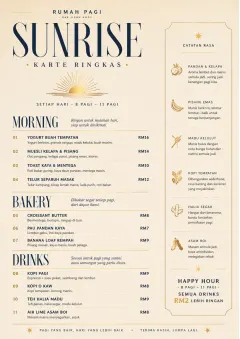 Sunrise Short Carte menu template preview