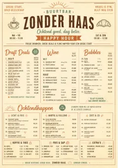 Sunrise Classic menu template preview