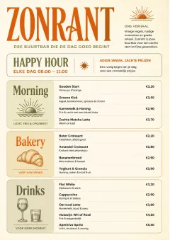 Sunrise Short Carte menu template preview