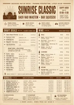 Sunrise Classic menu template preview