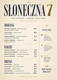 Sunrise Short Carte menu template preview