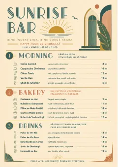 Sunrise Short Carte menu template preview