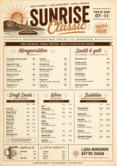 Sunrise Classic menu template preview