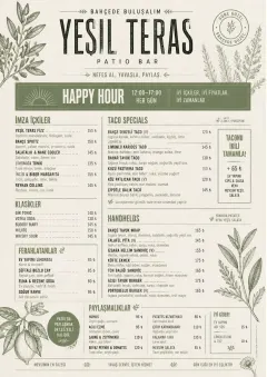 Garden Patio Day menu template preview