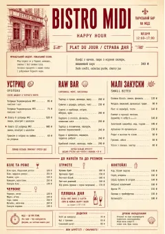 Bistro Midi menu template preview