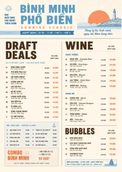 Sunrise Classic menu template preview