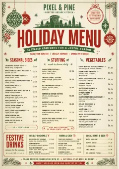 Holiday Festive menu template preview