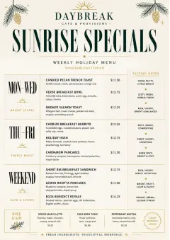 Weekly Board Clean menu template preview
