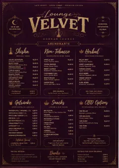 Lounge Velvet menu template preview