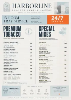 In-Room Tray Service menu template preview