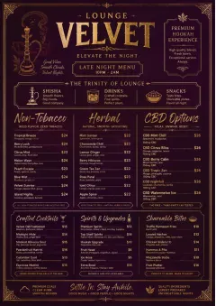 Lounge Velvet menu template preview