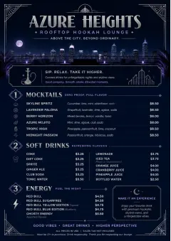 Rooftop Skyline menu template preview
