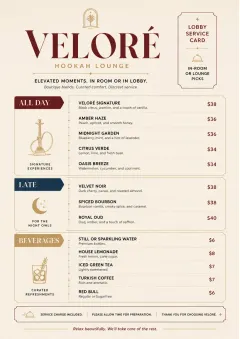 Lobby Service Card menu template preview