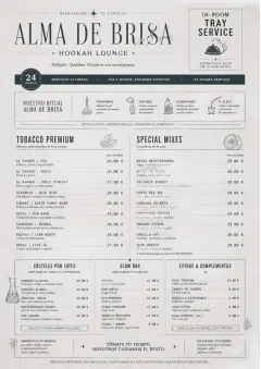 In-Room Tray Service menu template preview