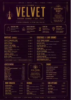 Lounge Velvet menu template preview