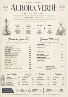 In-Room Tray Service menu template preview