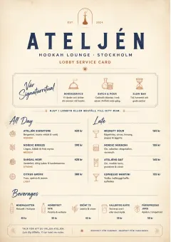 Lobby Service Card menu template preview