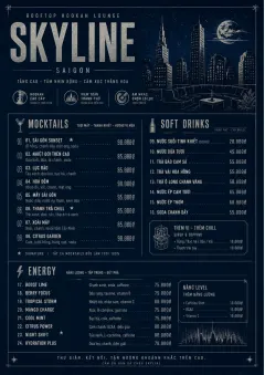 Rooftop Skyline menu template preview