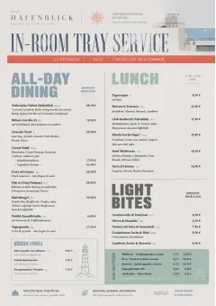 In-Room Tray Service menu template preview