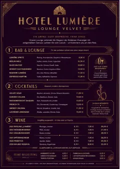 Lounge Velvet menu template preview