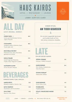 Lobby Service Card menu template preview