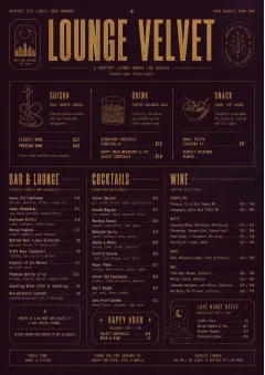 Lounge Velvet menu template preview