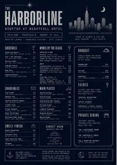 Rooftop Skyline menu template preview