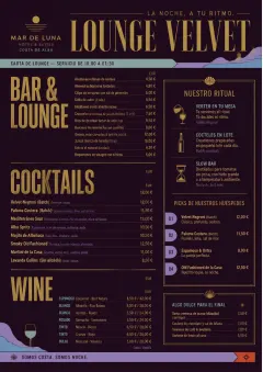 Lounge Velvet menu template preview