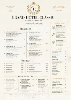 Grand Hotel Classic menu template preview
