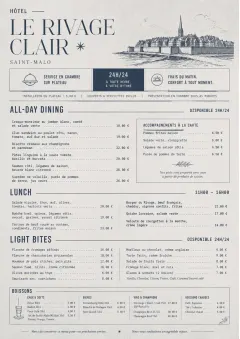 In-Room Tray Service menu template preview