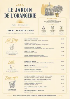 Lobby Service Card menu template preview