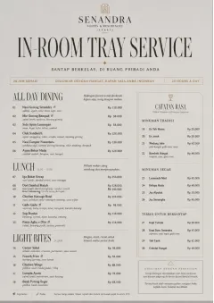 hotel in room tray menu template preview