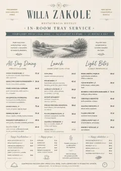 In-Room Tray Service menu template preview