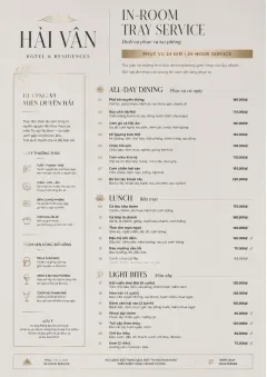 In-Room Tray Service menu template preview