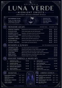 Midnight Sweets menu template preview
