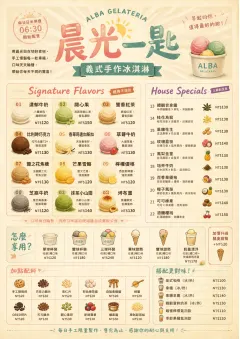 Gelato Bright menu template preview