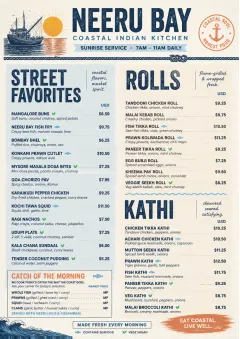 Coastal Regional menu template preview